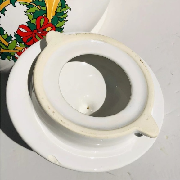 CELEBRATE THE SEASON TEAPOT CHRISTMAS 6 CUPS 6 1/2" X 10" VINTAGE HOLIDAY Ps2 - Picture 8 of 9